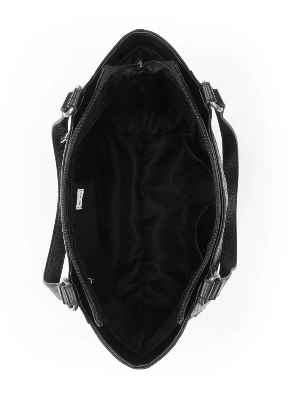 The Sak Bolinas Satchel in Black Floral Embossed Leather